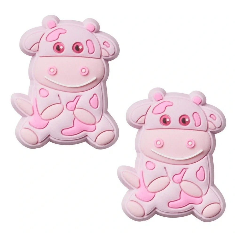 2 Authentic Jibbitz Pink Cow Shoe Charms for‎ Crocs